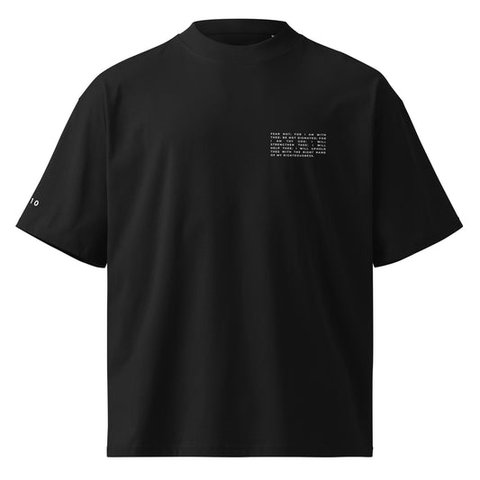 ISAIAH 41:10 | Black unisex organic oversized high neck t-shirt